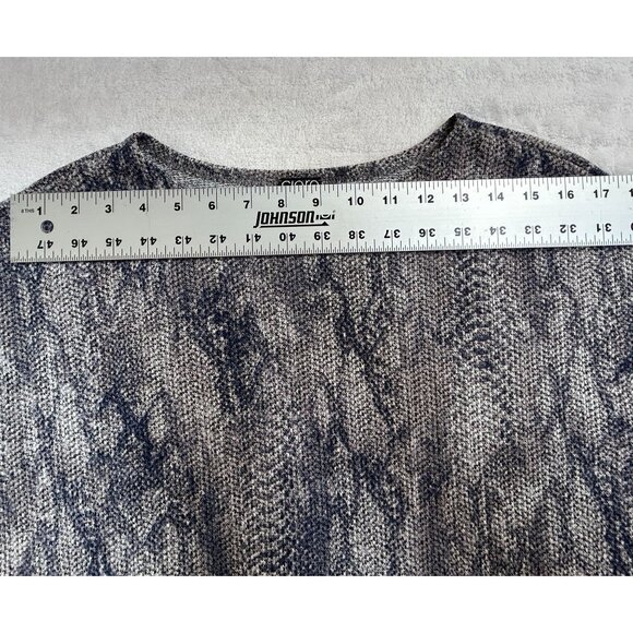 Clara Sun Woo Womens Python Snake Print Sweater Top Large Gray Stretch Pullover - Picture 5 of 7